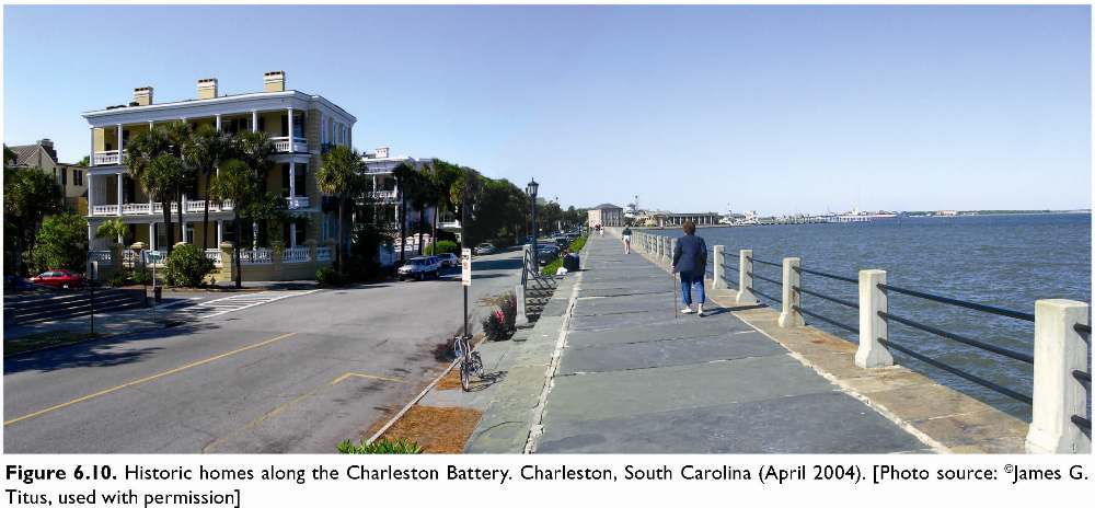 Figure 6.10. Historic homes along the Charleston Battery. Charleston, South Carolina (April 2004). [Photo source: James G. Titus, used with permission]