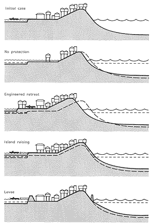 Figure 9. Responses to sea level rise for developed barrier islands.